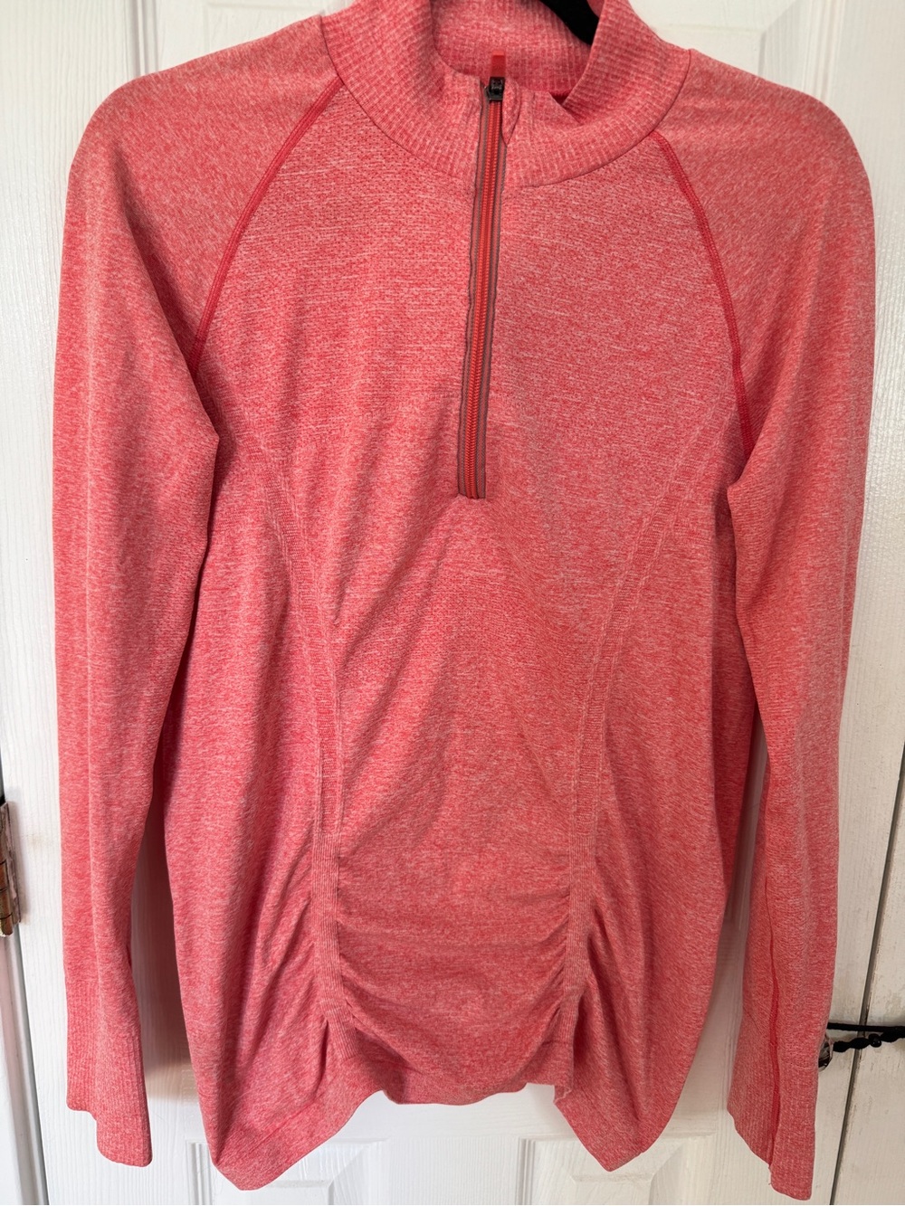 Athleta Fast Track Half Zip Pullover Coral Sizzle Size L